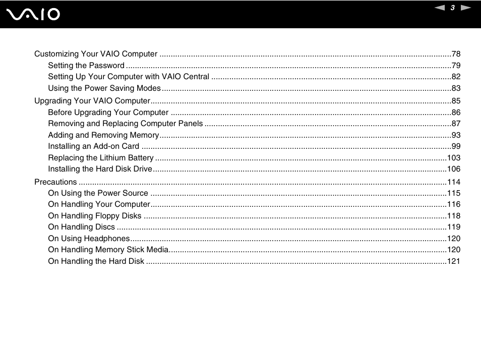 Sony VGC-RM1 User Manual | Page 3 / 170