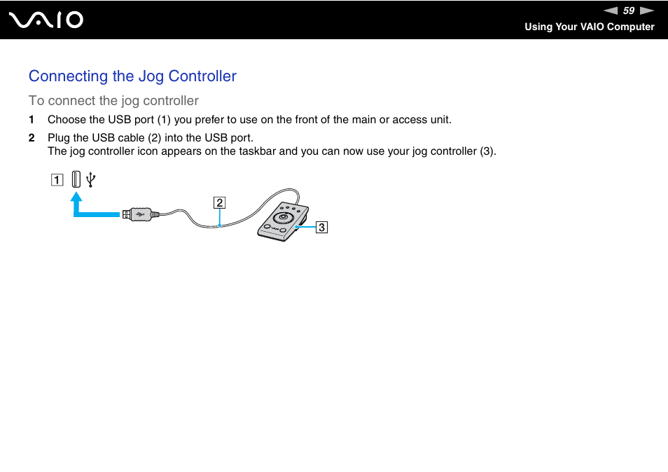 Connecting the jog controller | Sony VGC-RM1 User Manual | Page 59 / 170