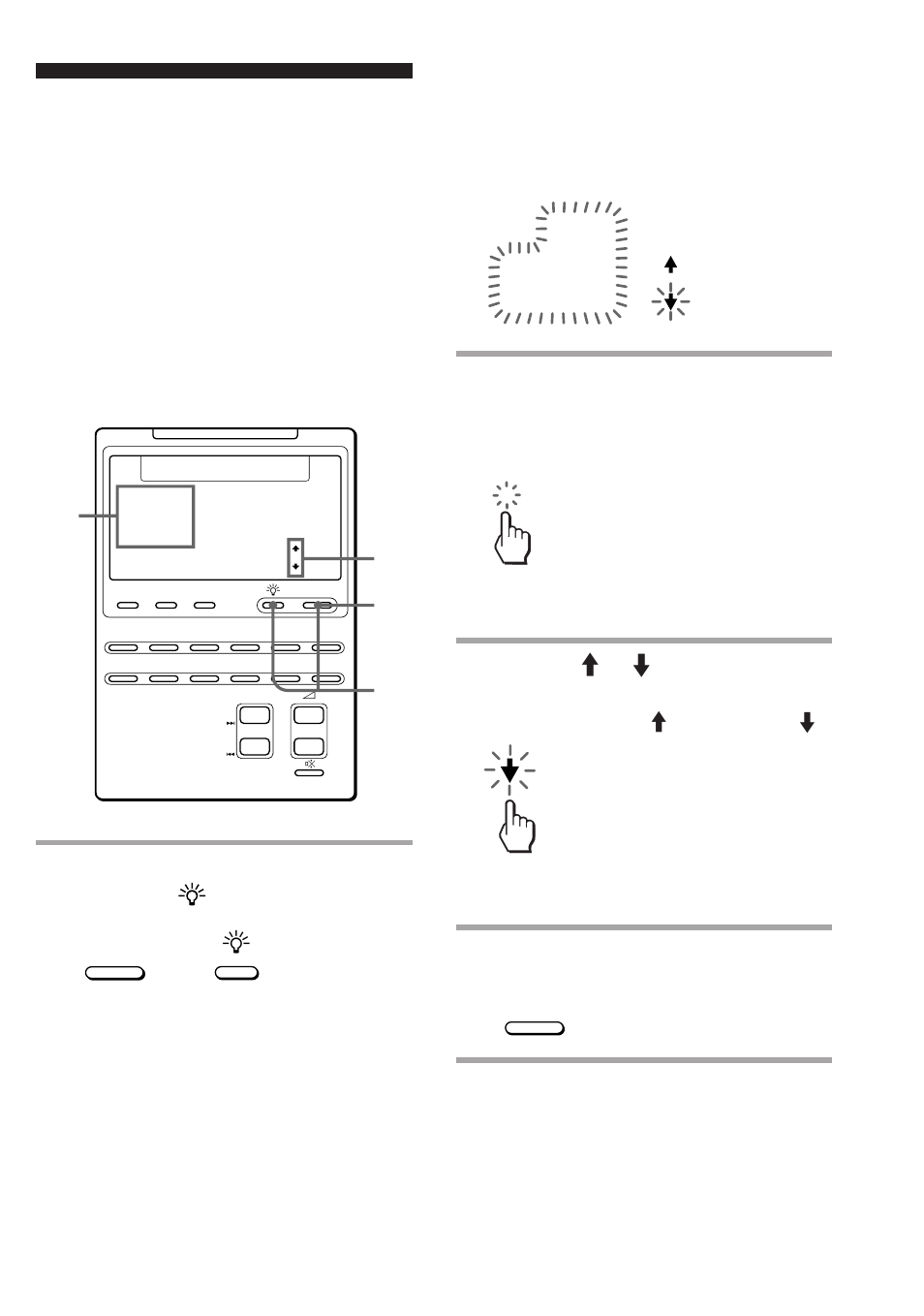 Adjusting the backlight of the display window, While pressing commander off, press, Press one of the 1 – 9 keys to select the off time | Press the > or . key, to select the brightness, Press commander off | Sony RM-AV2000T User Manual | Page 34 / 88