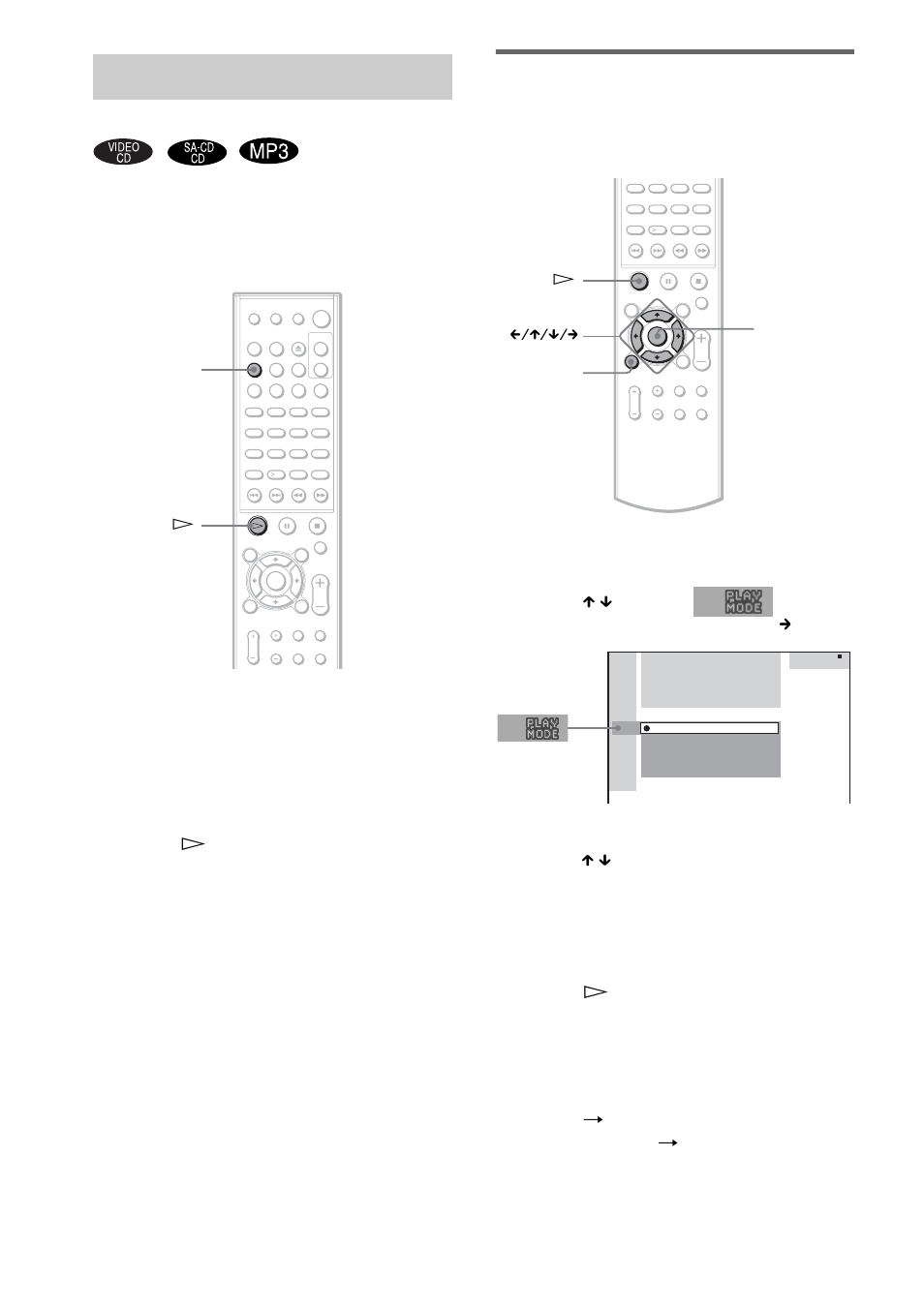 Playing in random order, Shuffle play), Setting the shuffle mode in the control menu | The control menu appears, The selected shuffle play begins | Sony DAV-SB500W User Manual | Page 40 / 96