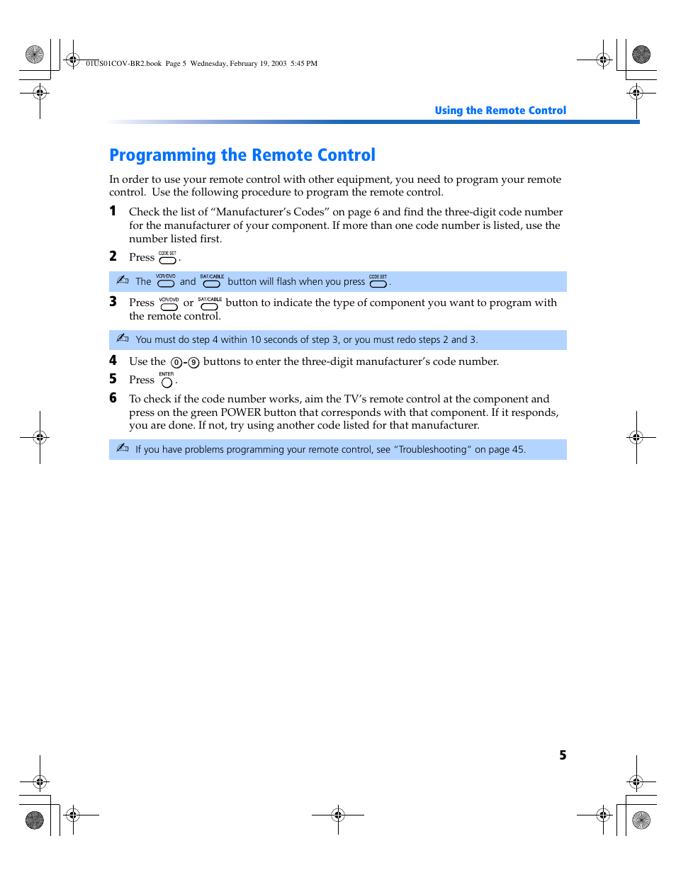 Programming the remote control | Sony KV-27FV310 User Manual | Page 13 / 68