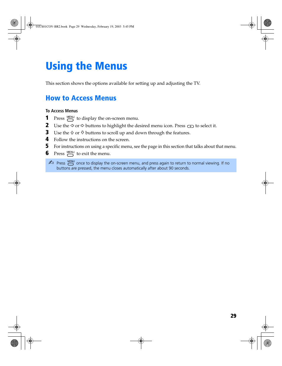 Using the menus, How to access menus | Sony KV-27FV310 User Manual | Page 37 / 68