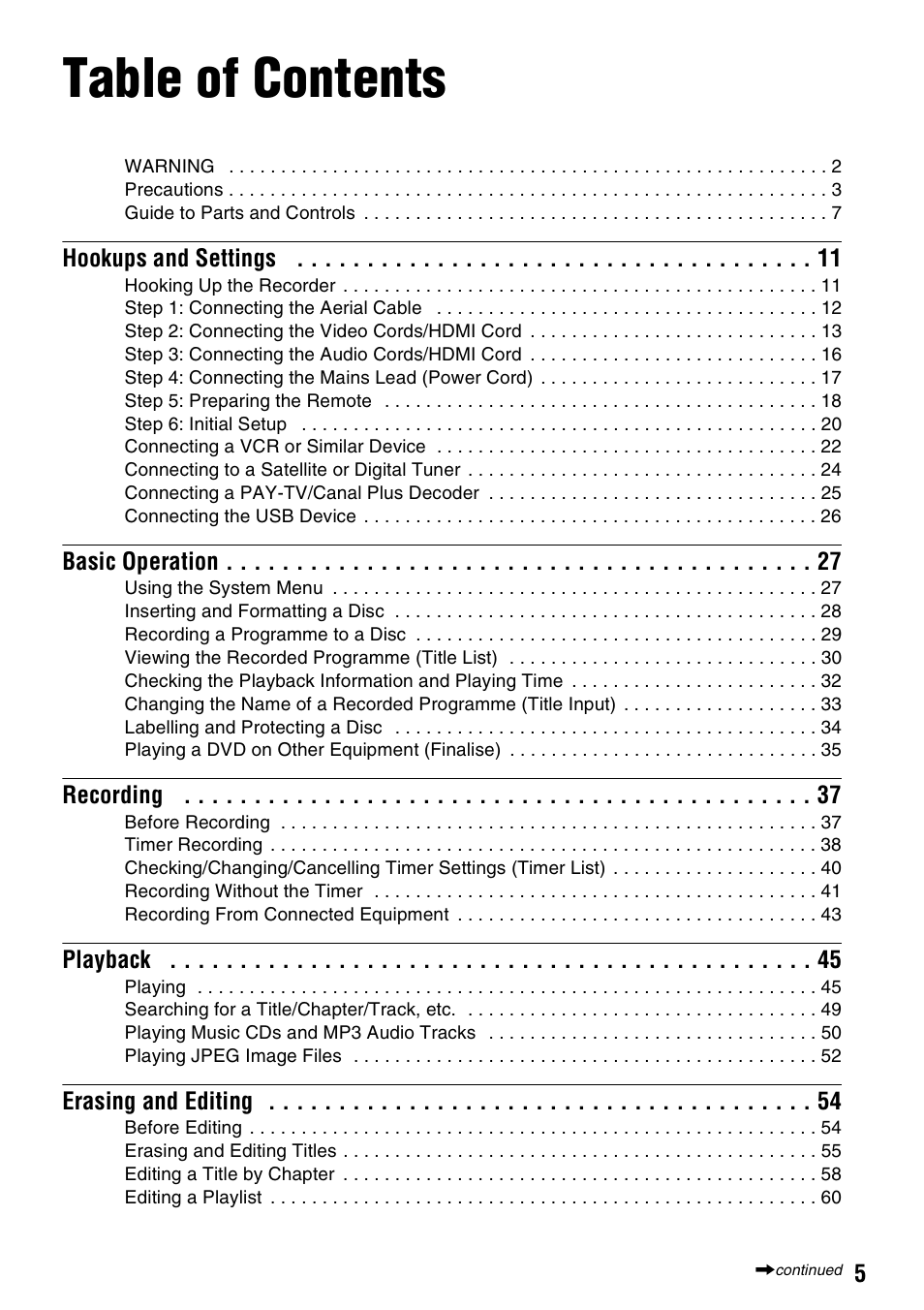 Sony RDR-GX380 User Manual | Page 5 / 92