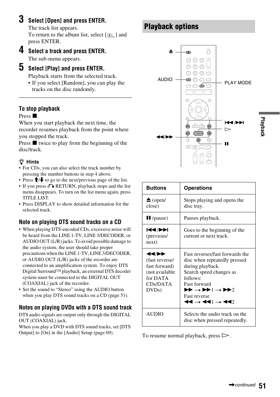 Playback options | Sony RDR-GX380 User Manual | Page 51 / 92