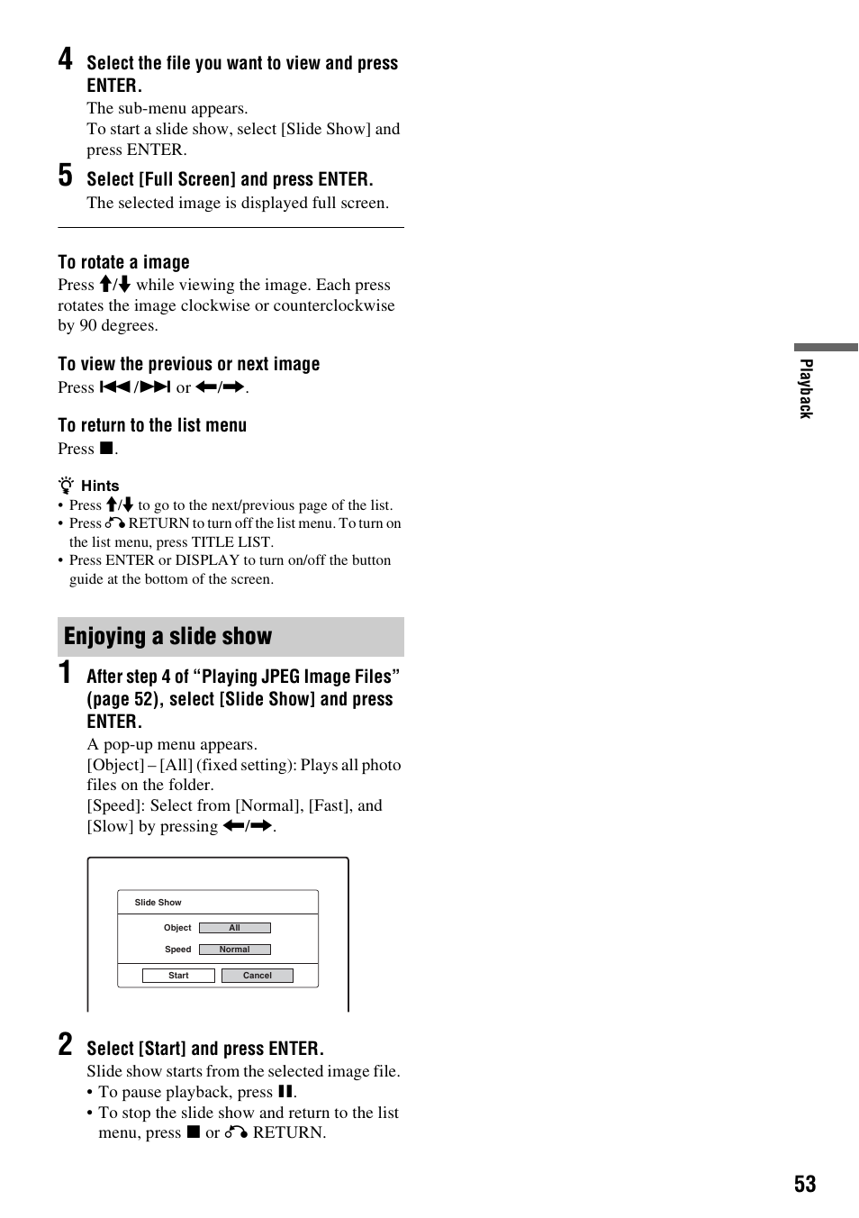 Enjoying a slide show | Sony RDR-GX380 User Manual | Page 53 / 92