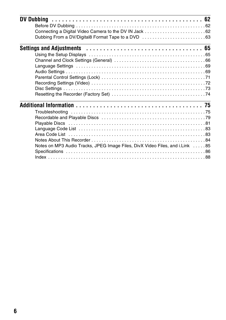 Sony RDR-GX380 User Manual | Page 6 / 92
