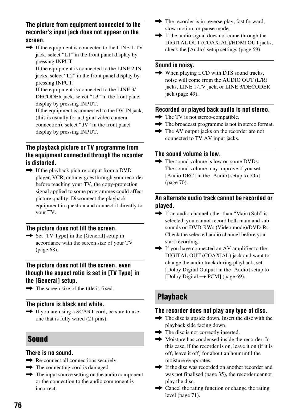 Sound playback | Sony RDR-GX380 User Manual | Page 76 / 92