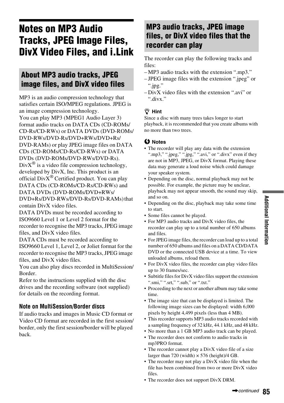 Sony RDR-GX380 User Manual | Page 85 / 92