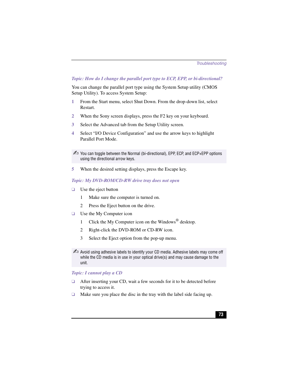 Sony PCV-RX380DS User Manual | Page 73 / 100