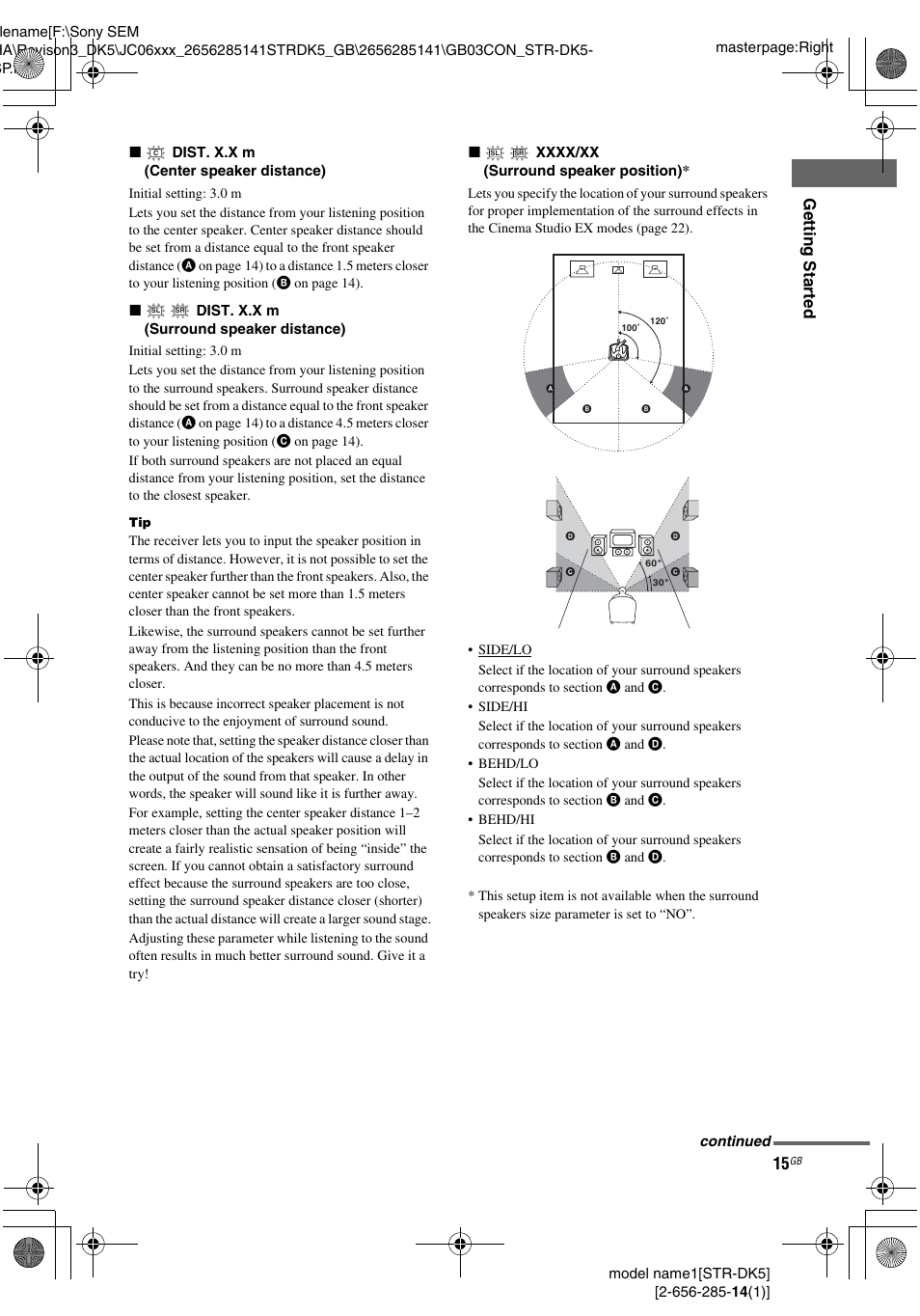 Getting star ted | Sony Model STR-DK5 User Manual | Page 15 / 44