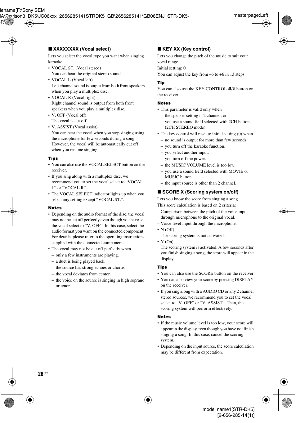 Sony Model STR-DK5 User Manual | Page 26 / 44