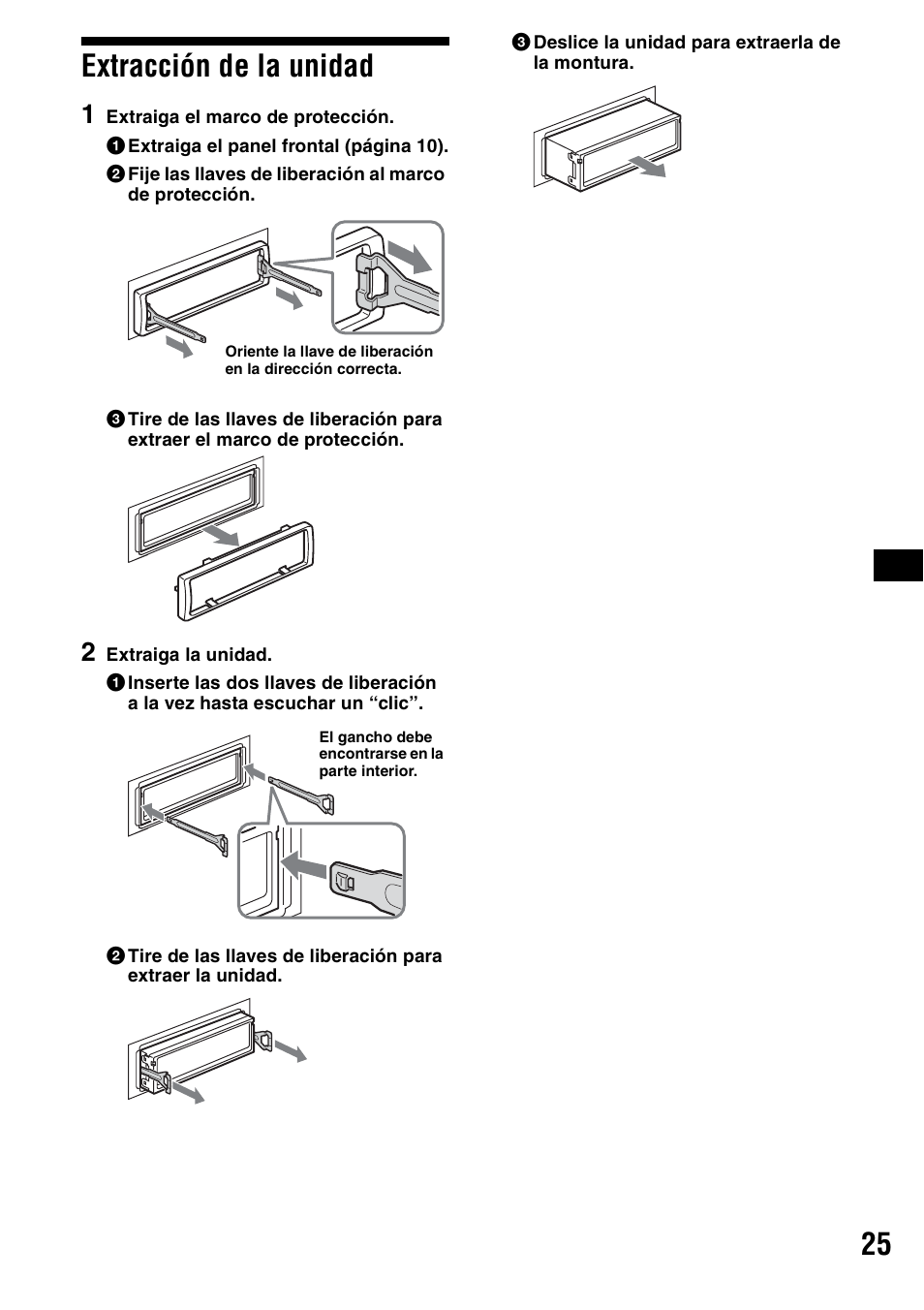 Extracción de la unidad, 25 extracción de la unidad | Sony CDX-F5500X User Manual | Page 53 / 84