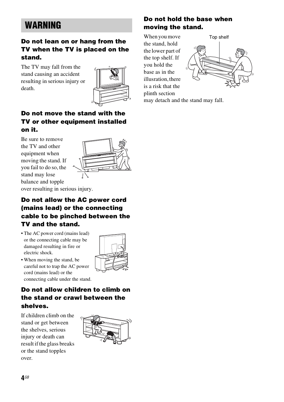 Warning | Sony 4-129-925-11(1) User Manual | Page 4 / 48