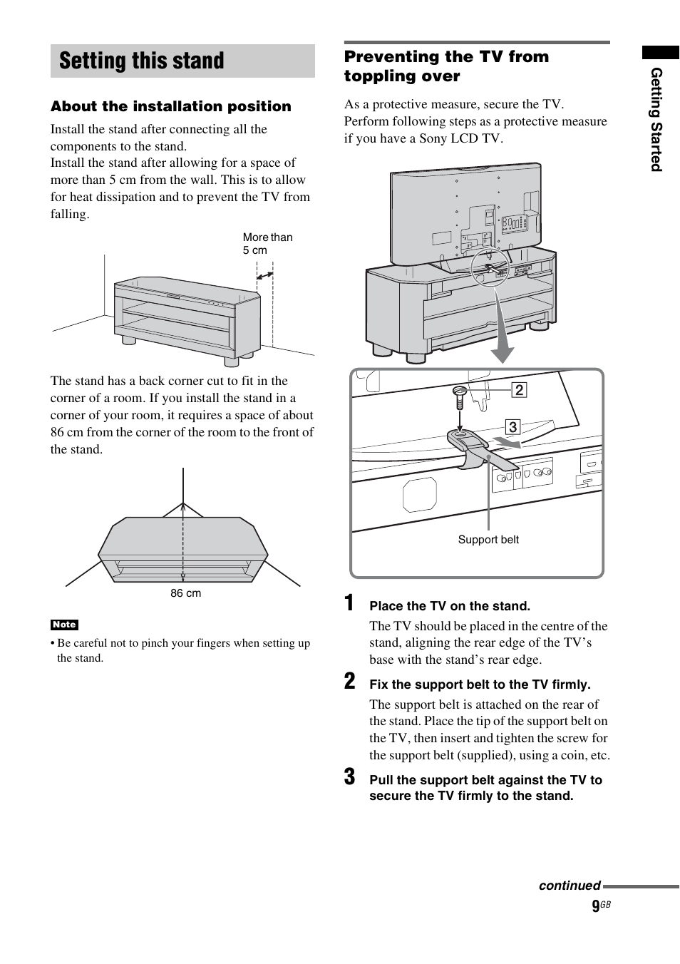 Setting this stand | Sony 4-129-925-11(1) User Manual | Page 9 / 48