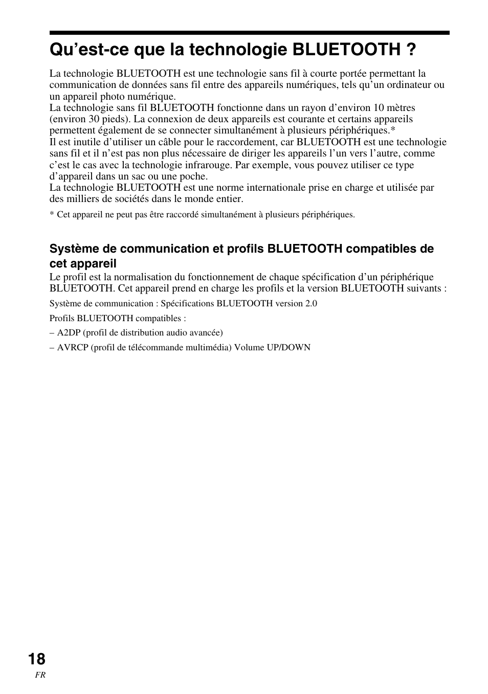 Qu’est-ce que la technologie bluetooth, Qu’est-ce que la technologie, Bluetooth | Sony SRS-BTM30 User Manual | Page 38 / 64