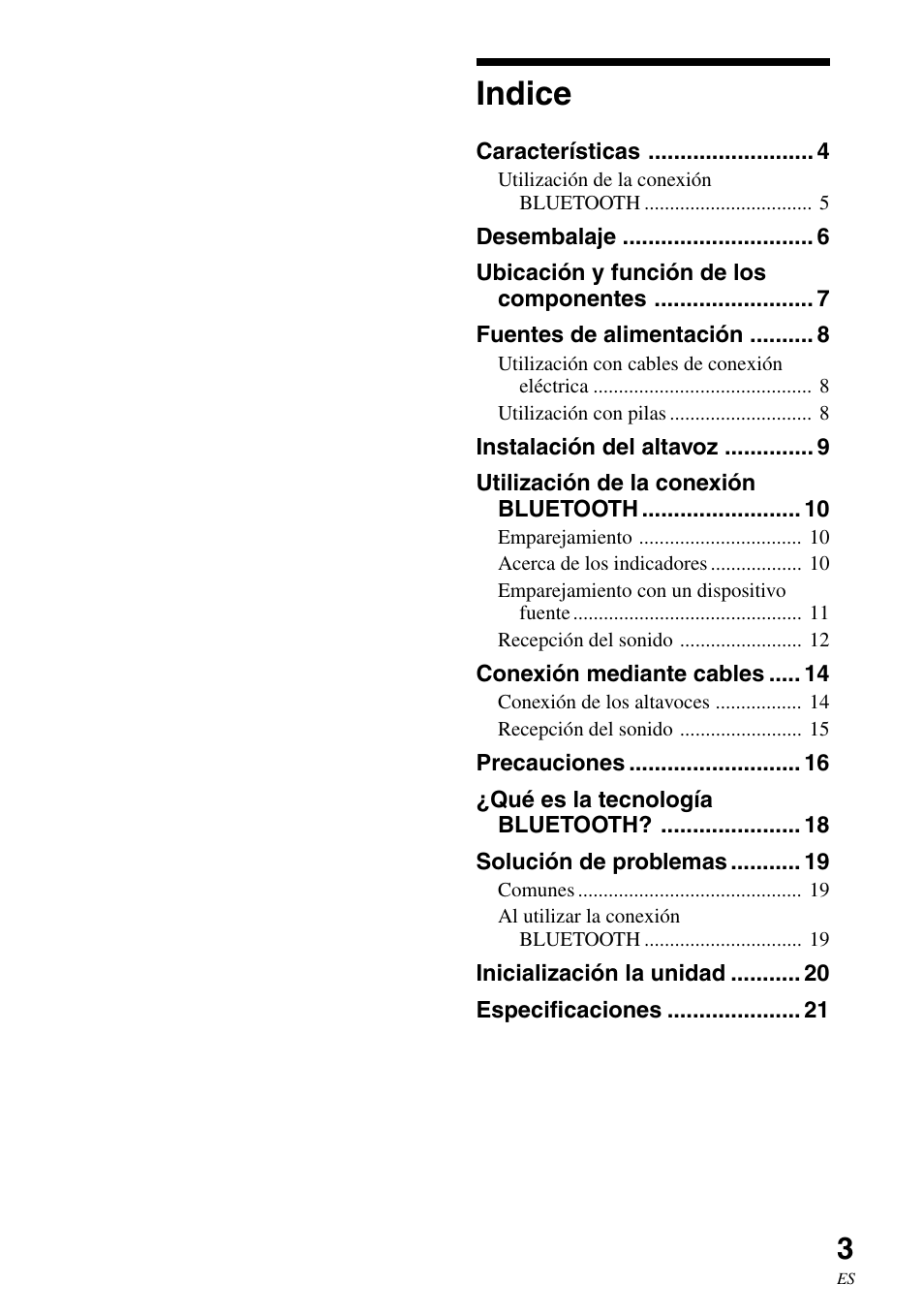 Indice | Sony SRS-BTM30 User Manual | Page 43 / 64