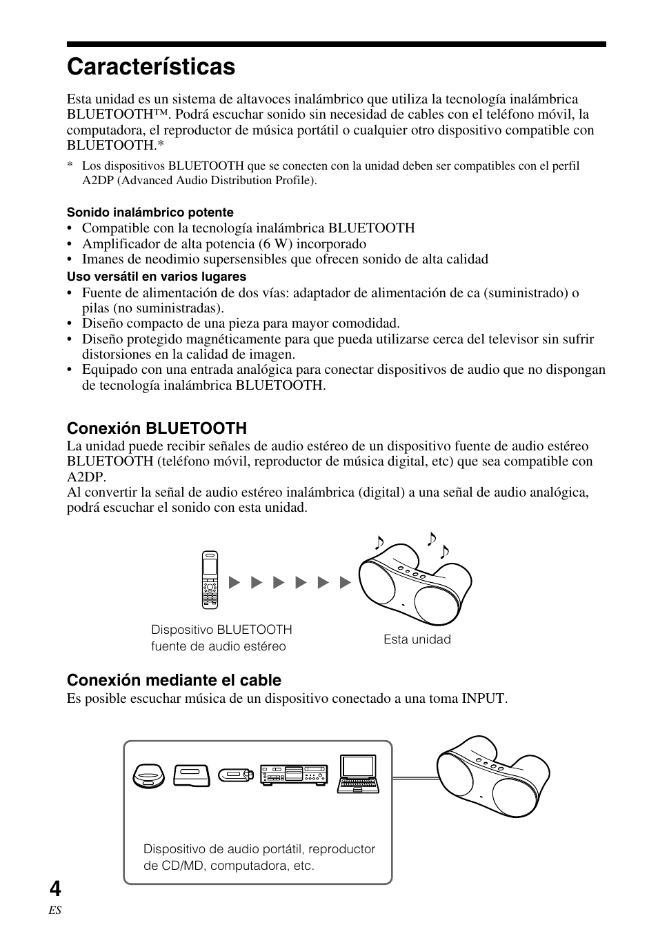 Características | Sony SRS-BTM30 User Manual | Page 44 / 64