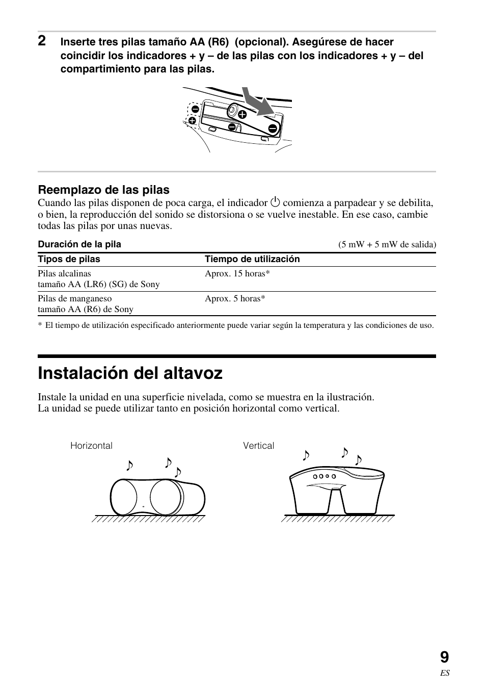 Instalación del altavoz | Sony SRS-BTM30 User Manual | Page 49 / 64