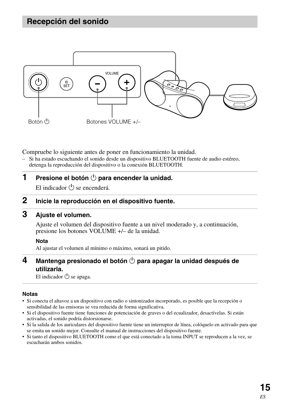 Recepción del sonido | Sony SRS-BTM30 User Manual | Page 55 / 64