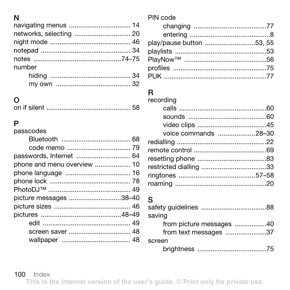 Sony W700i User Manual | Page 100 / 102