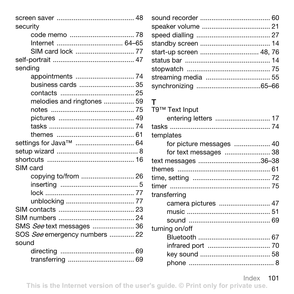 Sony W700i User Manual | Page 101 / 102