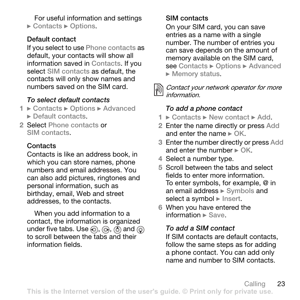 Sony W700i User Manual | Page 23 / 102