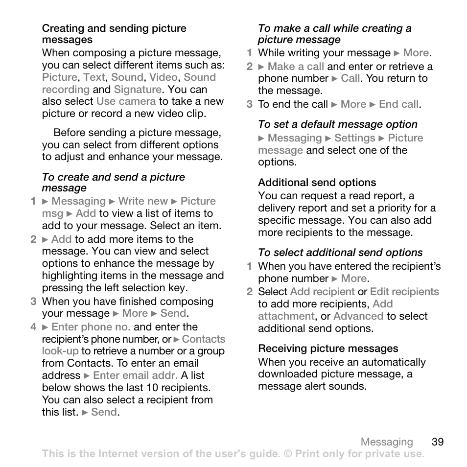 Sony W700i User Manual | Page 39 / 102