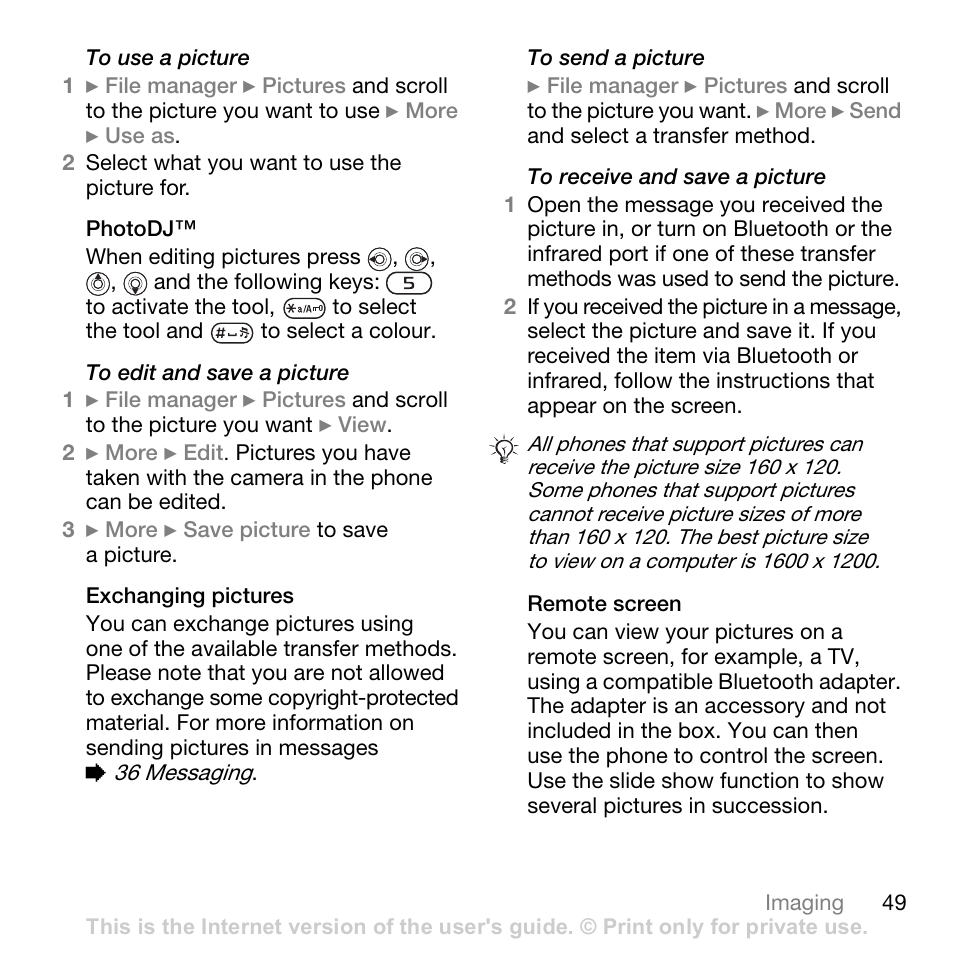 Sony W700i User Manual | Page 49 / 102