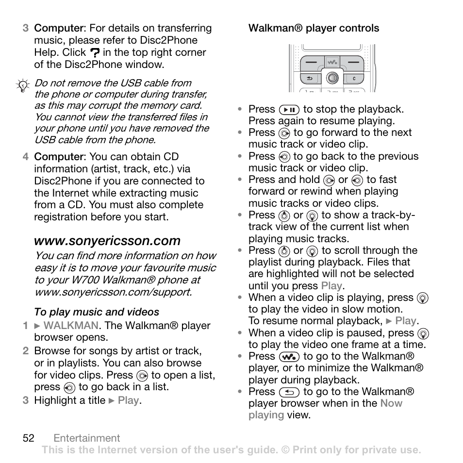 Sony W700i User Manual | Page 52 / 102