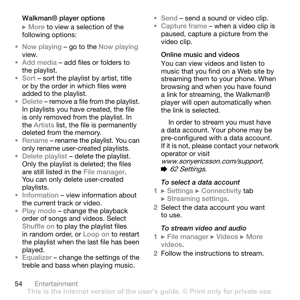 Sony W700i User Manual | Page 54 / 102
