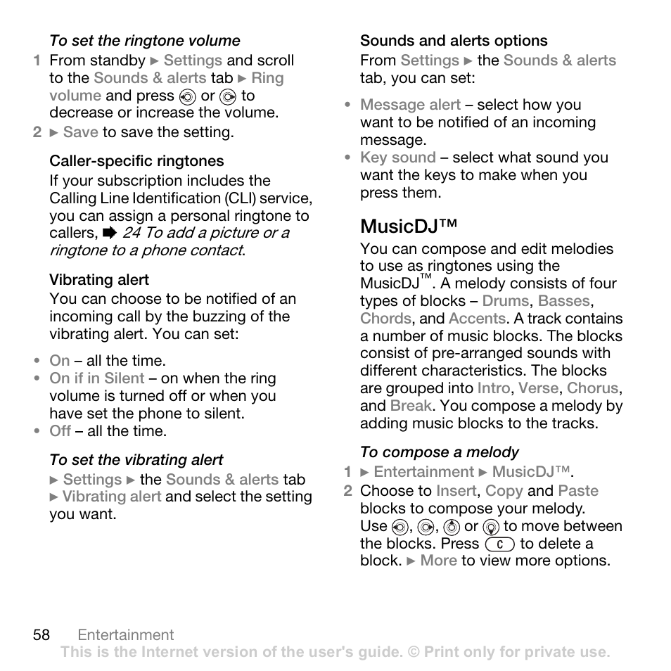 Musicdj | Sony W700i User Manual | Page 58 / 102