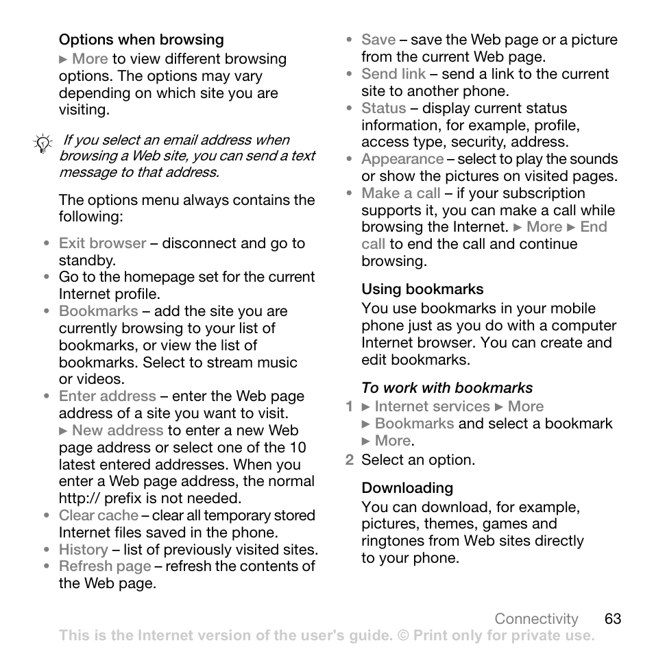 Sony W700i User Manual | Page 63 / 102