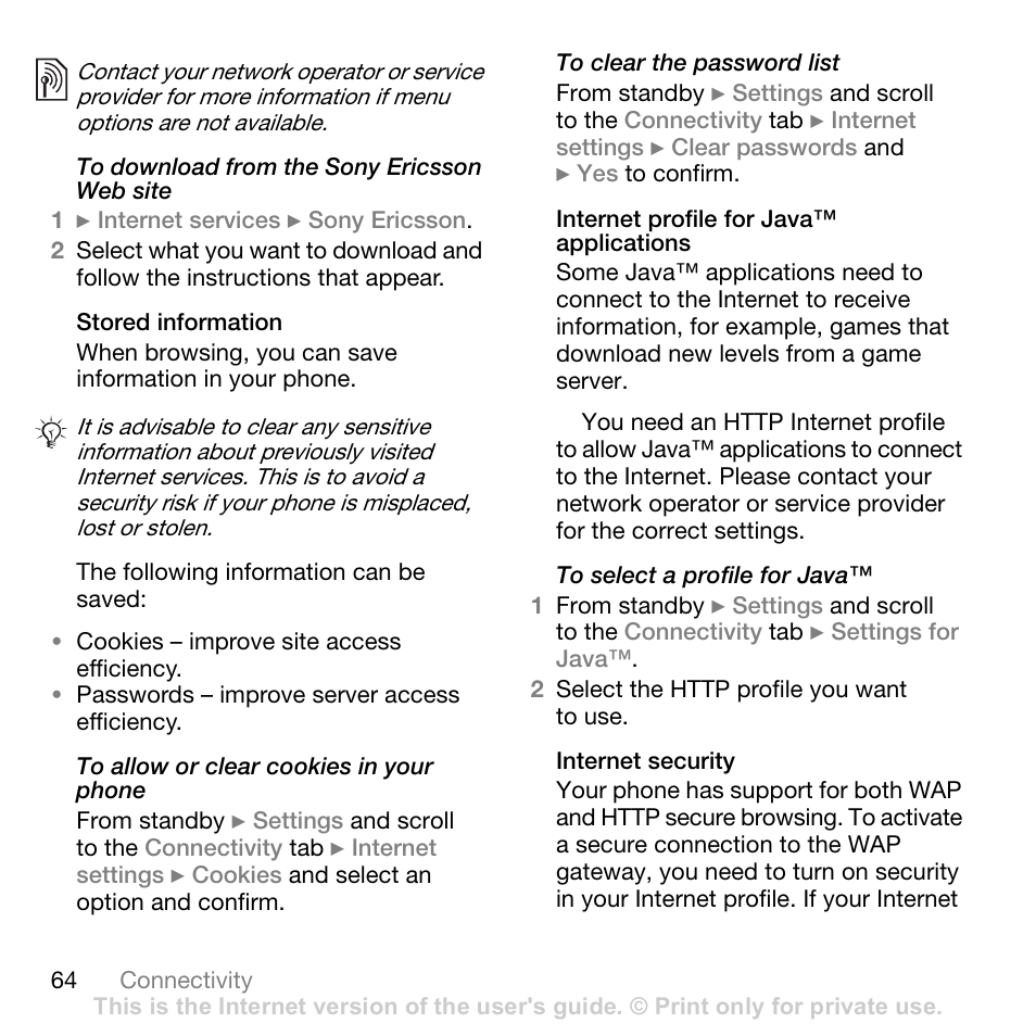 Sony W700i User Manual | Page 64 / 102