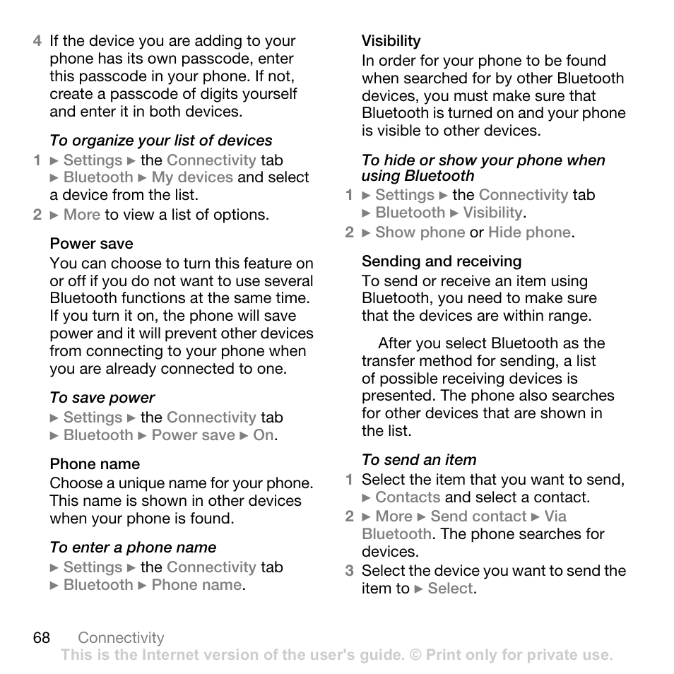 Sony W700i User Manual | Page 68 / 102