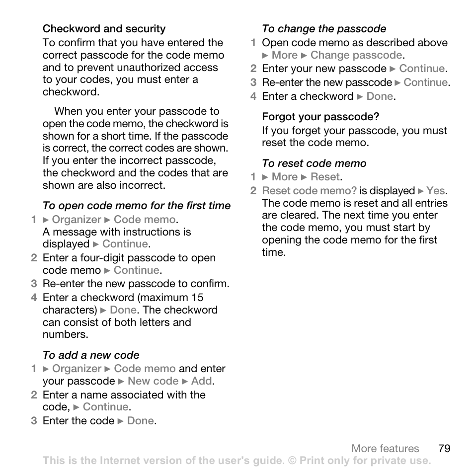 Sony W700i User Manual | Page 79 / 102