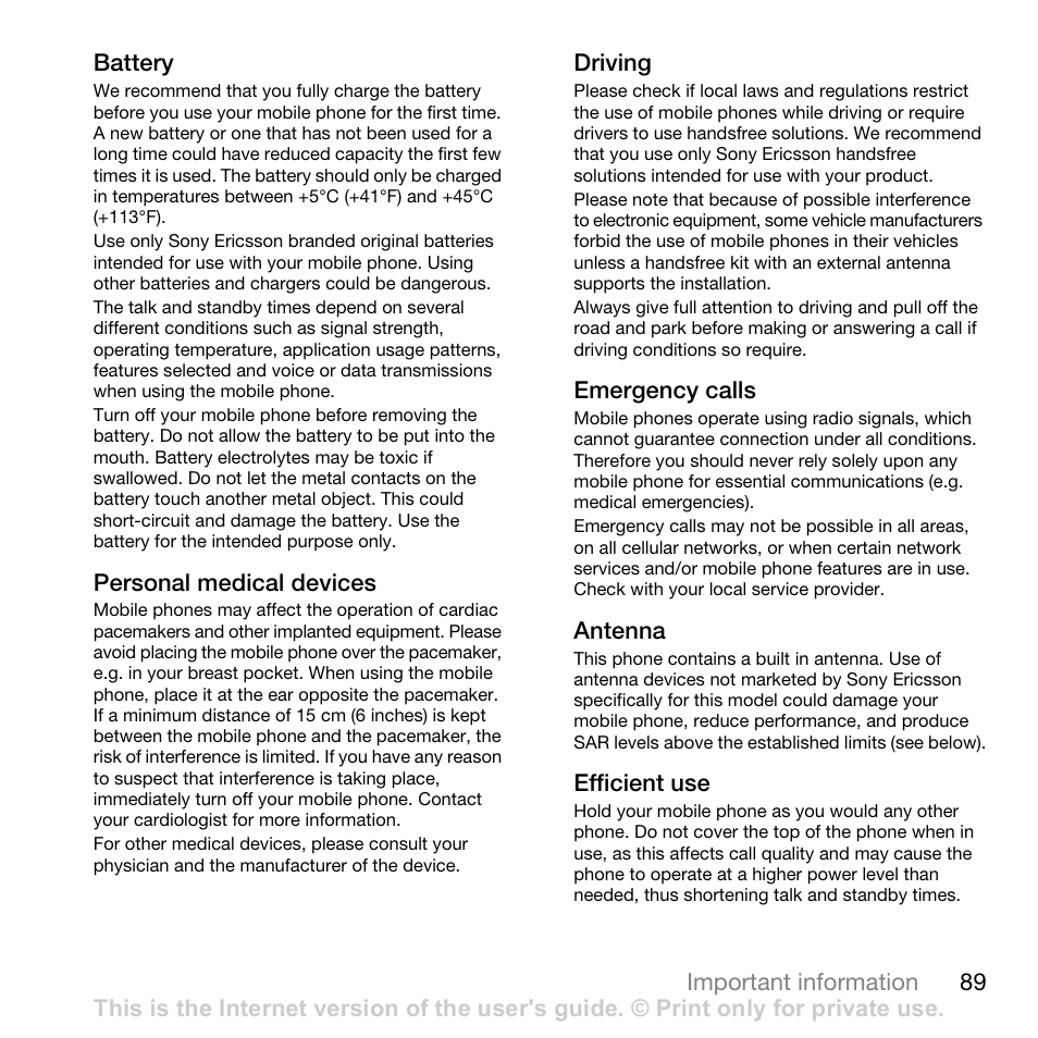 Sony W700i User Manual | Page 89 / 102