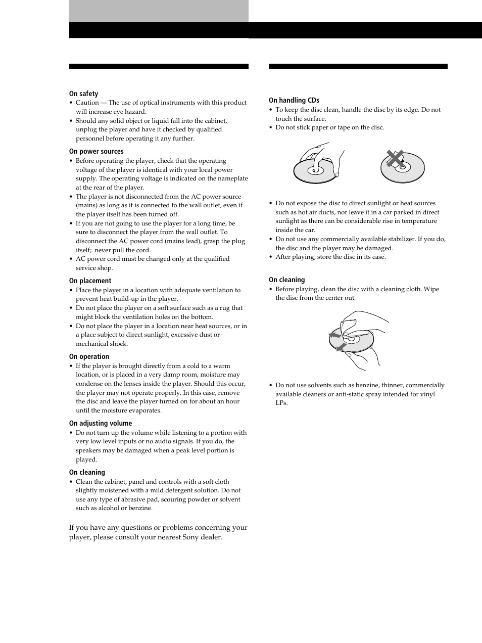 Precautions, Additional information | Sony CDP-C460Z User Manual | Page 26 / 28