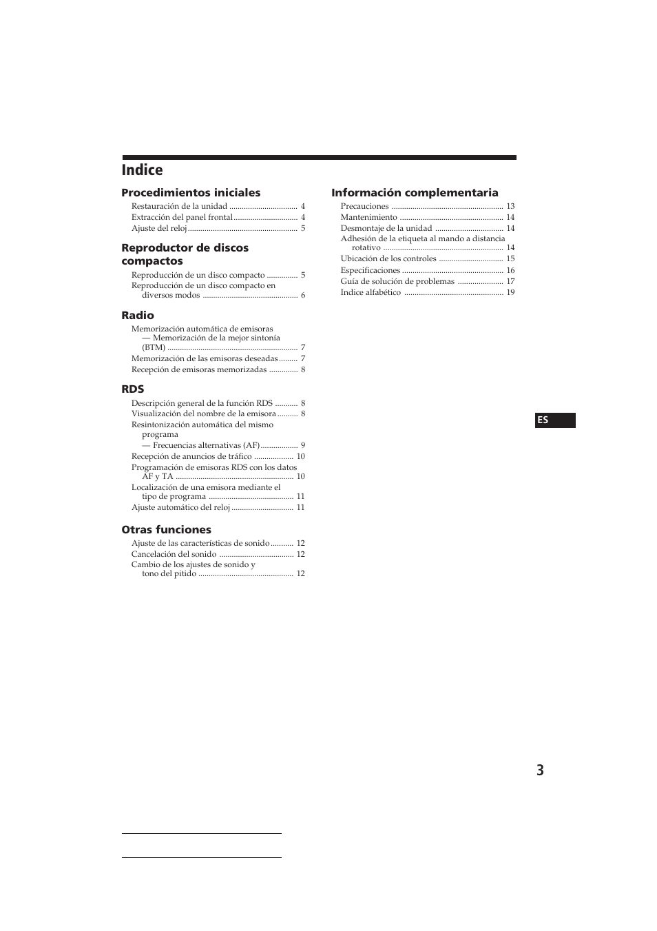 Indice | Sony CDX-4160RDS User Manual | Page 21 / 74