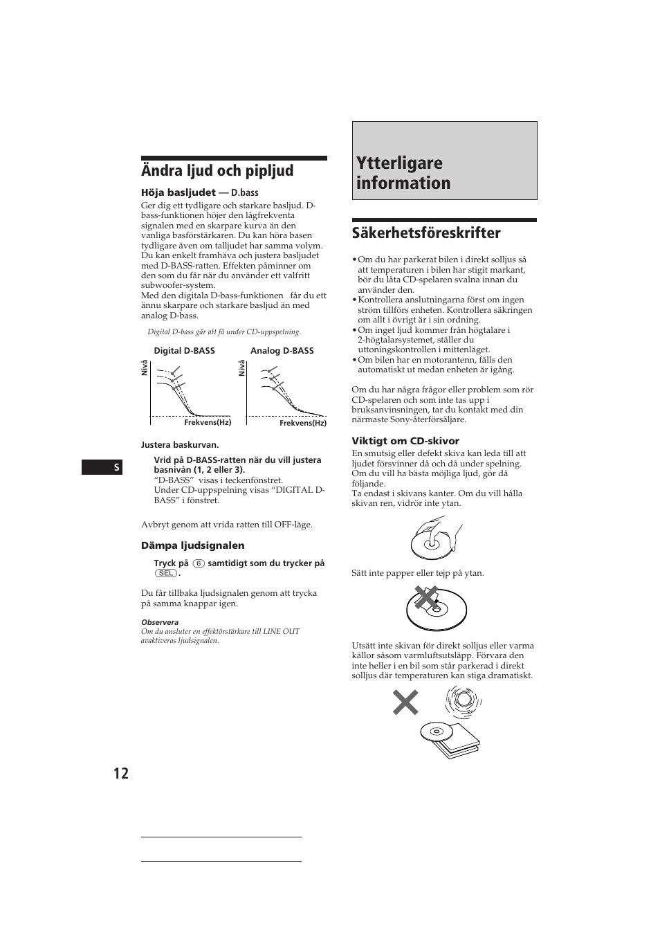 Ytterligare information, Säkerhetsföreskrifter, Ändra ljud och pipljud | Sony CDX-4160RDS User Manual | Page 66 / 74