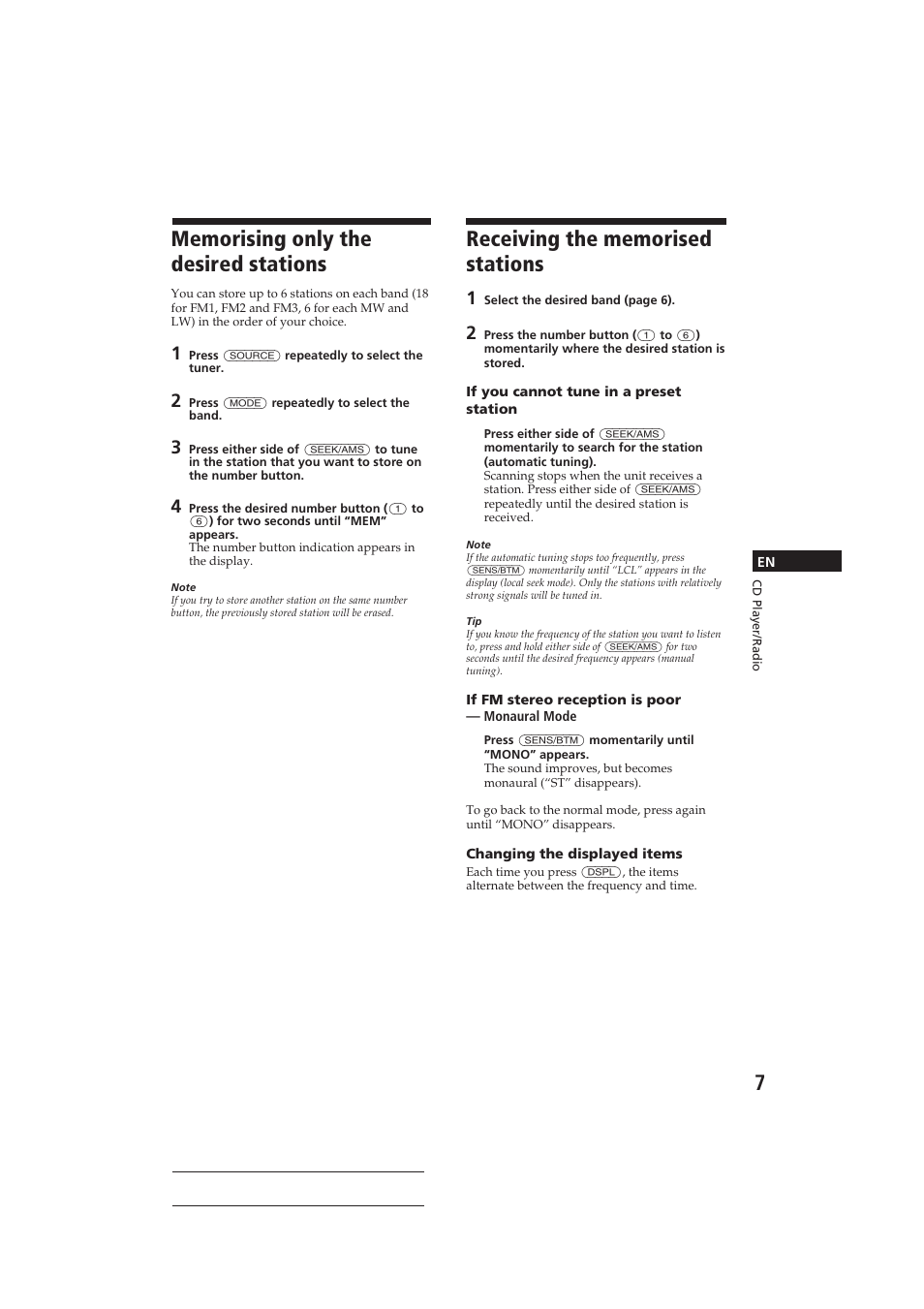 Sony CDX-4160RDS User Manual | Page 7 / 74