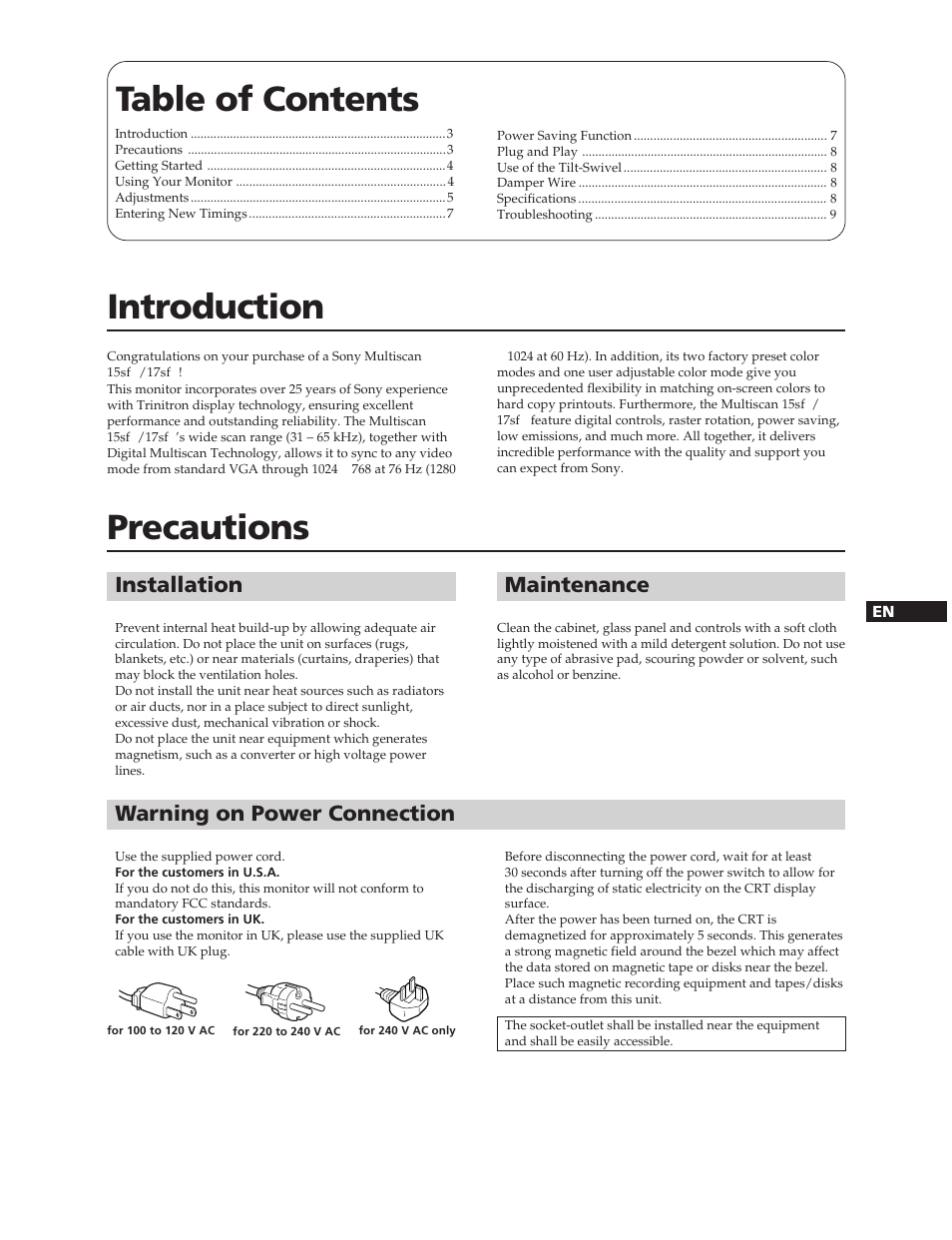 Sony CPD-17SF2T User Manual | Page 3 / 38