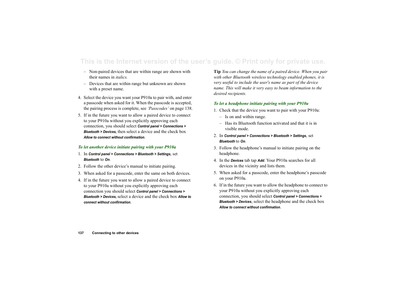 Sony P910a User Manual | Page 137 / 205