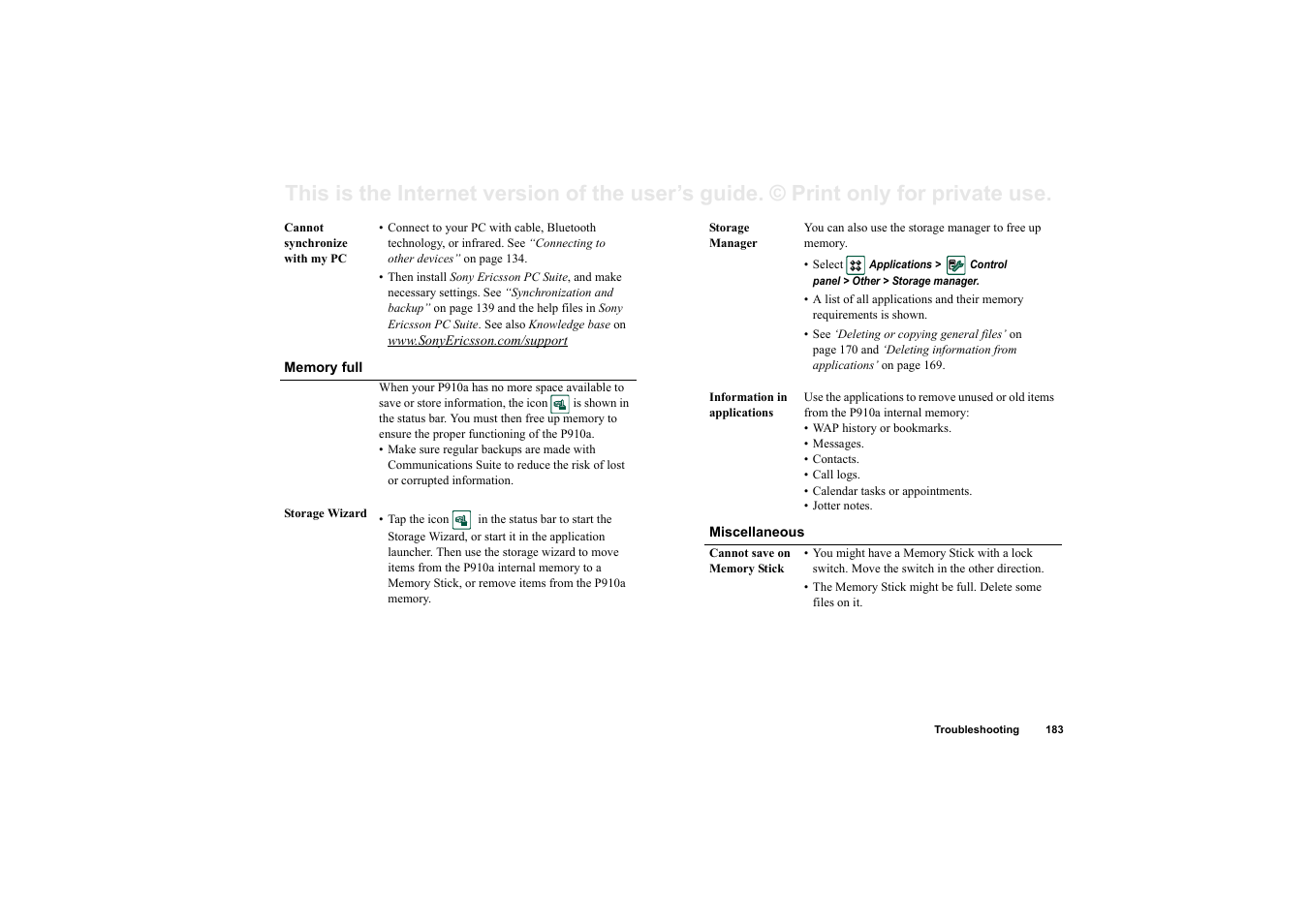 Sony P910a User Manual | Page 183 / 205