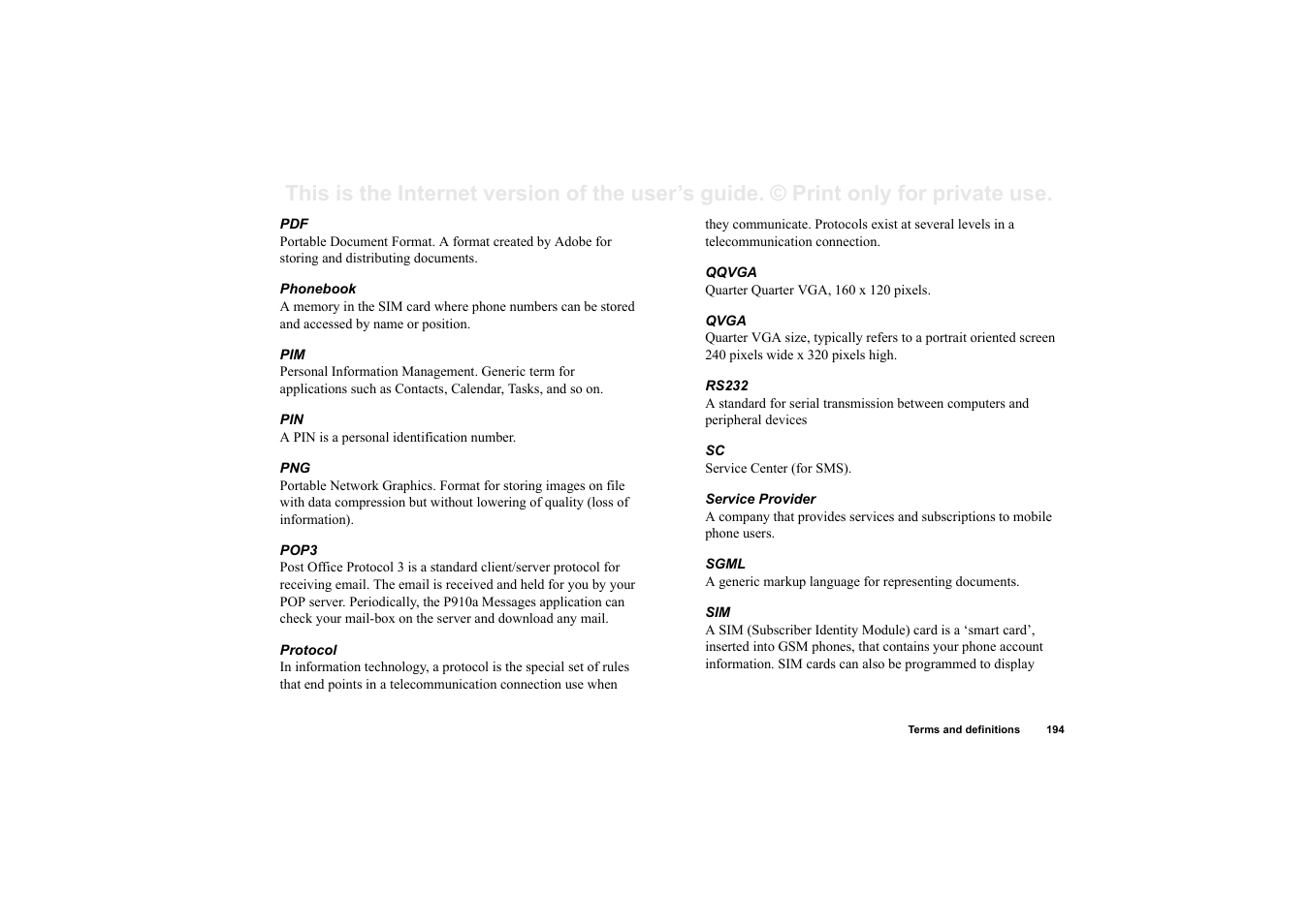 Sony P910a User Manual | Page 194 / 205