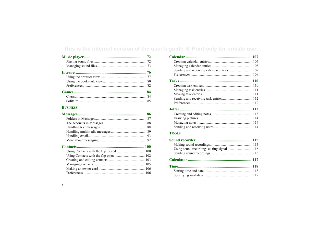 Sony P910a User Manual | Page 4 / 205
