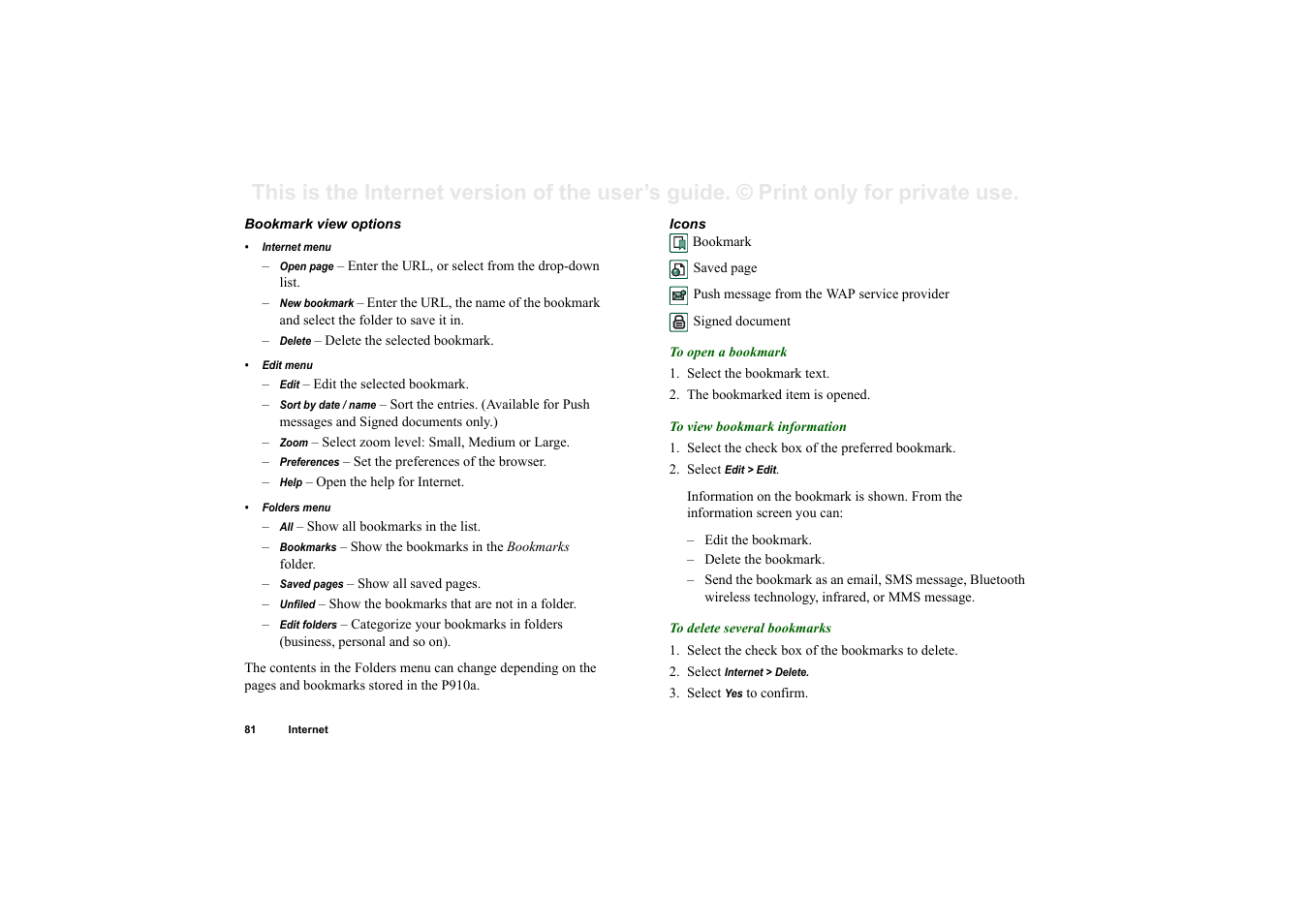 Sony P910a User Manual | Page 81 / 205