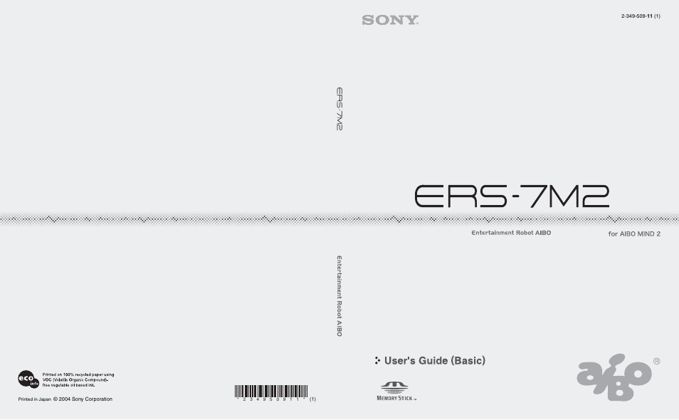 Sony ERS-7M2 User Manual | 140 pages