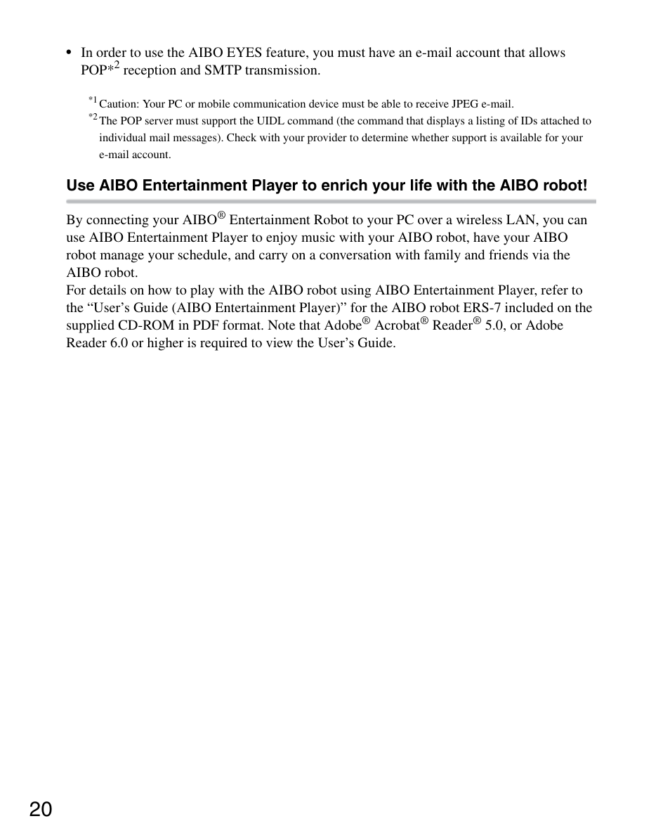 Sony ERS-7M2 User Manual | Page 20 / 140