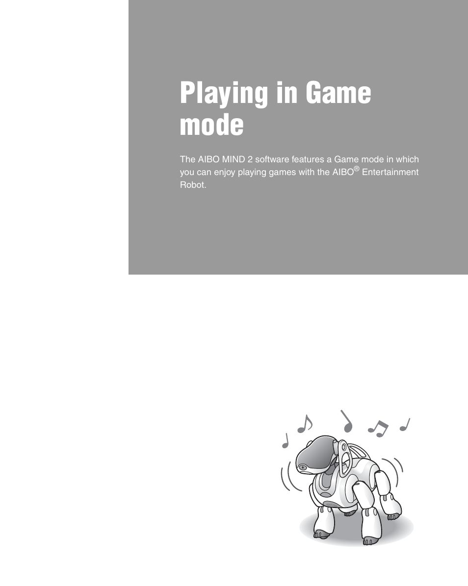 Playing in game mode | Sony ERS-7M2 User Manual | Page 89 / 140