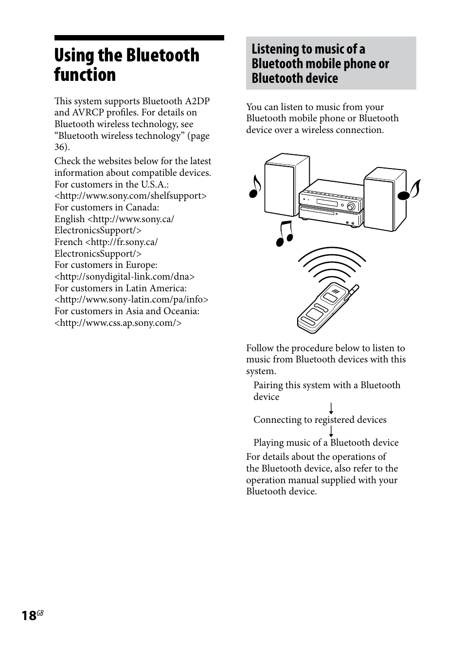 Using the bluetooth function | Sony CMT-HX7BT User Manual | Page 18 / 40